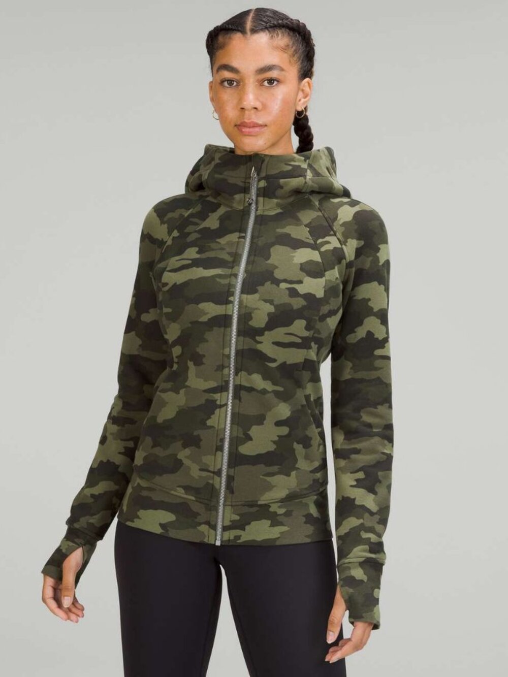 Camouflage Zip-Up Hoodie Jacket - Green Camo